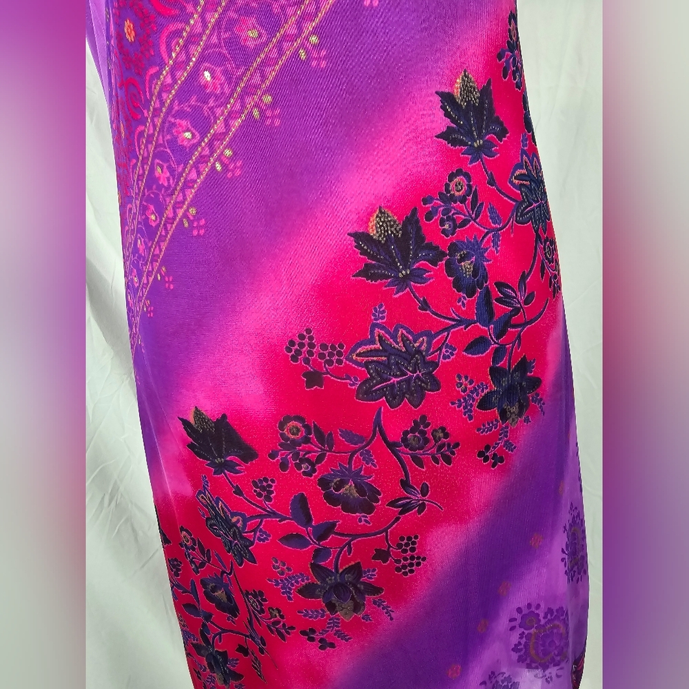 My Michelle Purple Floral Whimsigoth Fairy Y2k Bodycon Dress sz L Vintage - Picture 5 of 7